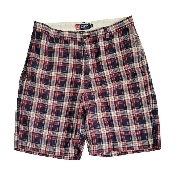 Chaps Men's 33W Inseam 8.5" Earth Shades Plaid Flat Front Cotton Shorts - Picture 1 of 10